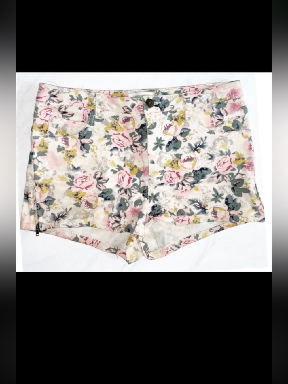 Forever 21 Cream Rose Floral Denim US 27 Cowgirl Rodeo Western 90s Concert Party